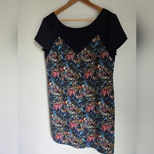 ANNIE 50 Floral Patterned with Dark Blue Accents Canadian Designer Dress